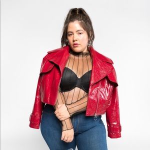 Premme Red Vegan Leather Jacket w/ Chrome Zipper